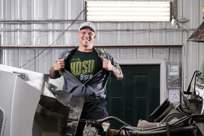 Josh Seley Showing his NDSU shirt
