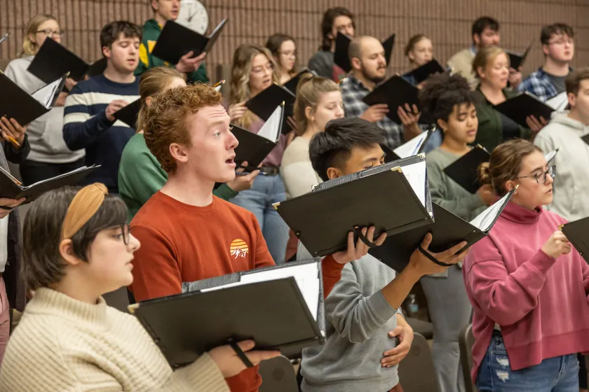 students sing as part of choir class