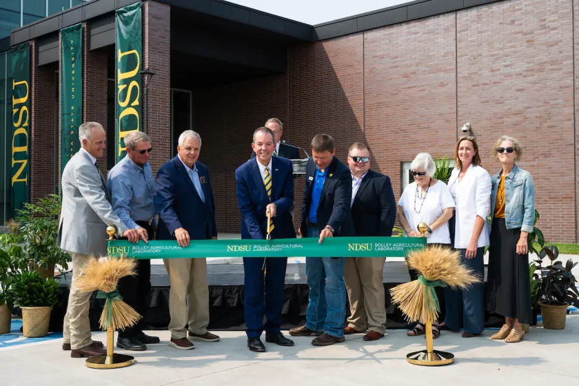 President Stewart, NDSU leadership and community cut the ribbon at Bolley.