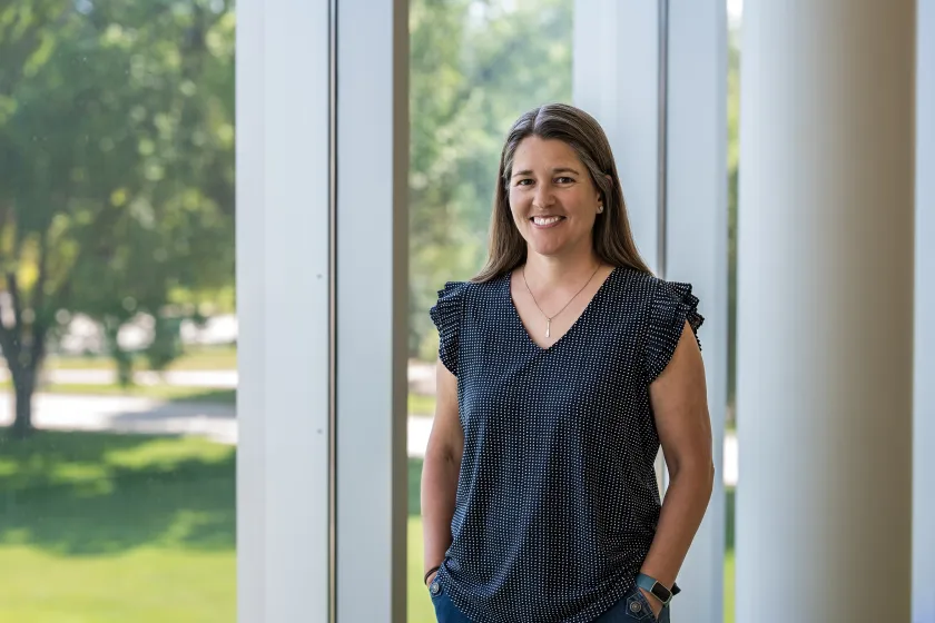 Jill Lodde Greives inside the A. Glenn Hill Center