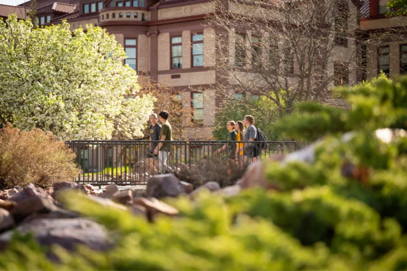 NDSU students walking on campus.