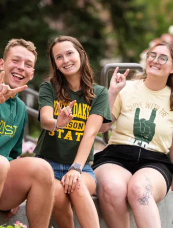 Students sitting on steps