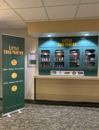 the little free pantry displayed in the Memorial Union