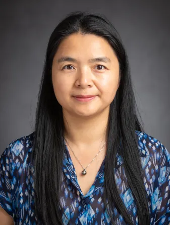 Woman in a blue shirt