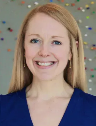 Woman in a blue shirt