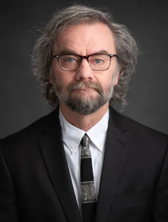 Bauroth looking confidently into camera