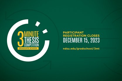 Registration for the 2024 NDSU Three Minute Thesis competition is scheduled 