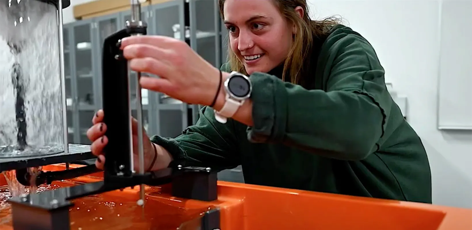 student working on a project