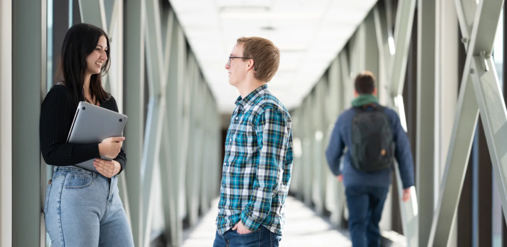 Master public policy students in hallway