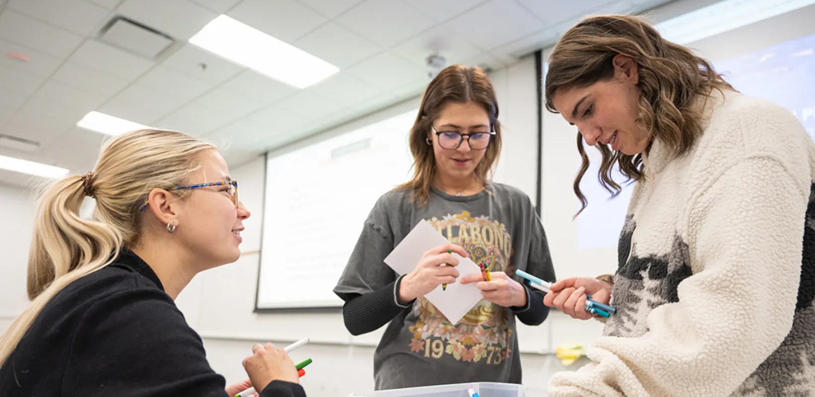 students making greeting cards