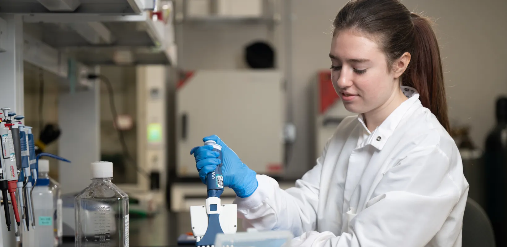 student working in a lab