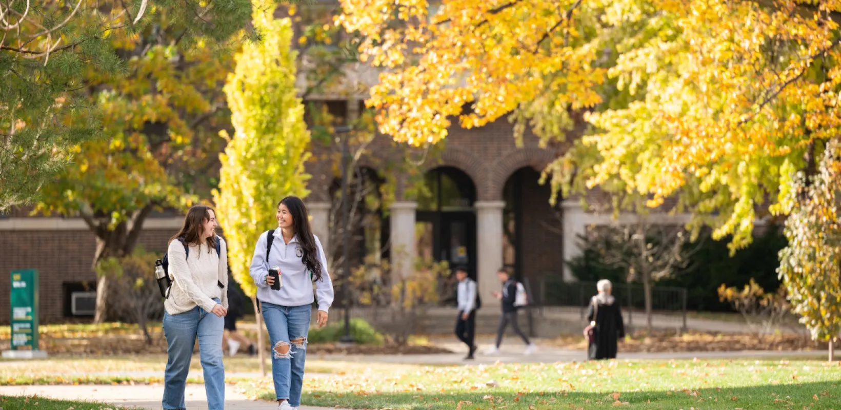 students walking on campus