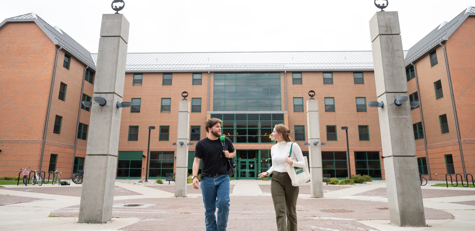 students walking on campus