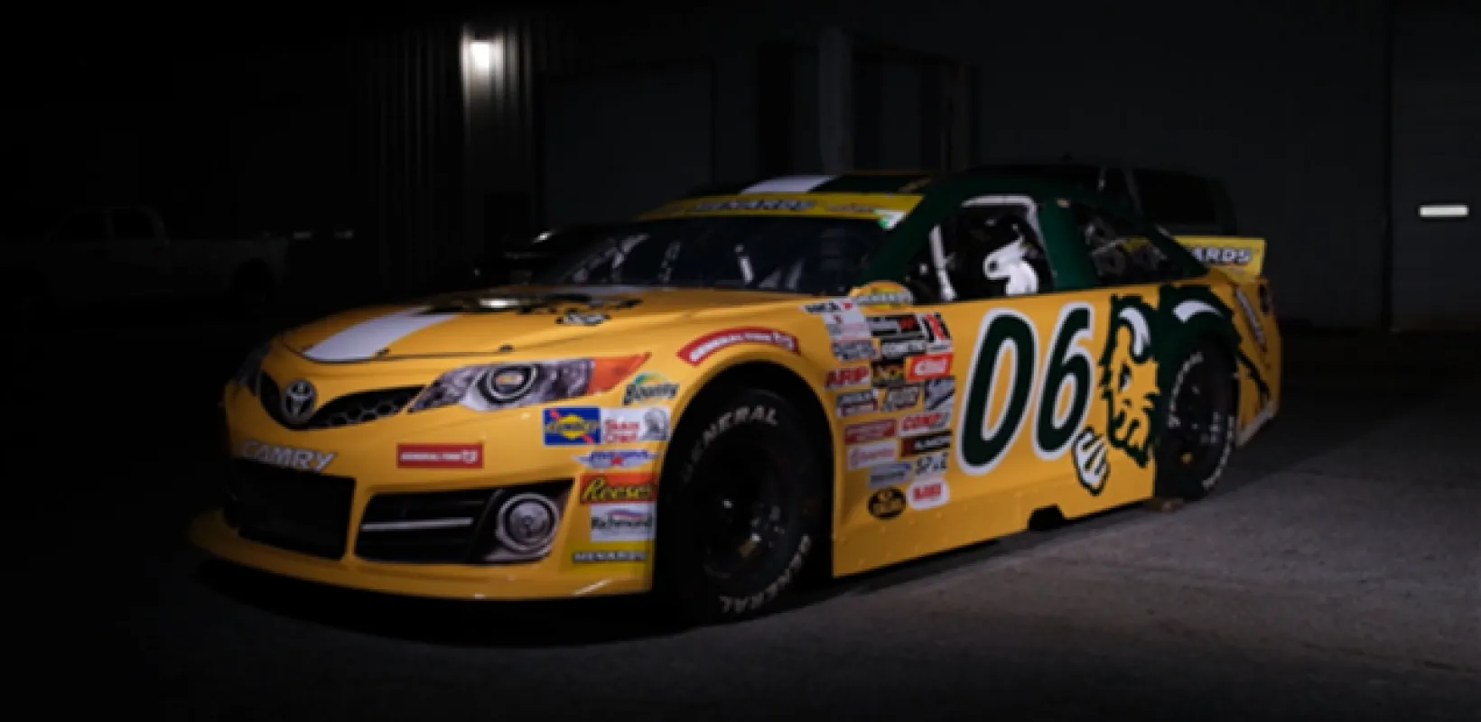 NDSU themed racecar driven by NDSU student Bryce Haugeberg