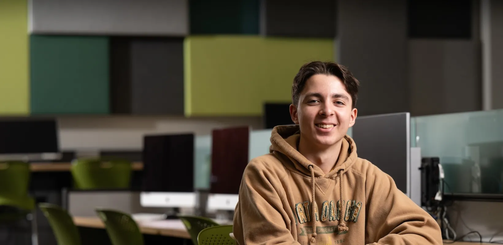 student sitting in a classroom