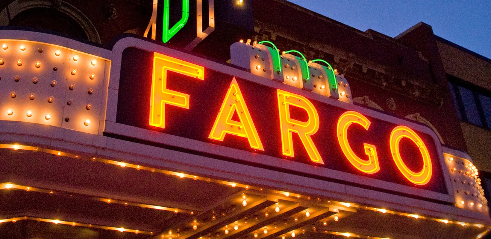 Fargo Theater sign at night