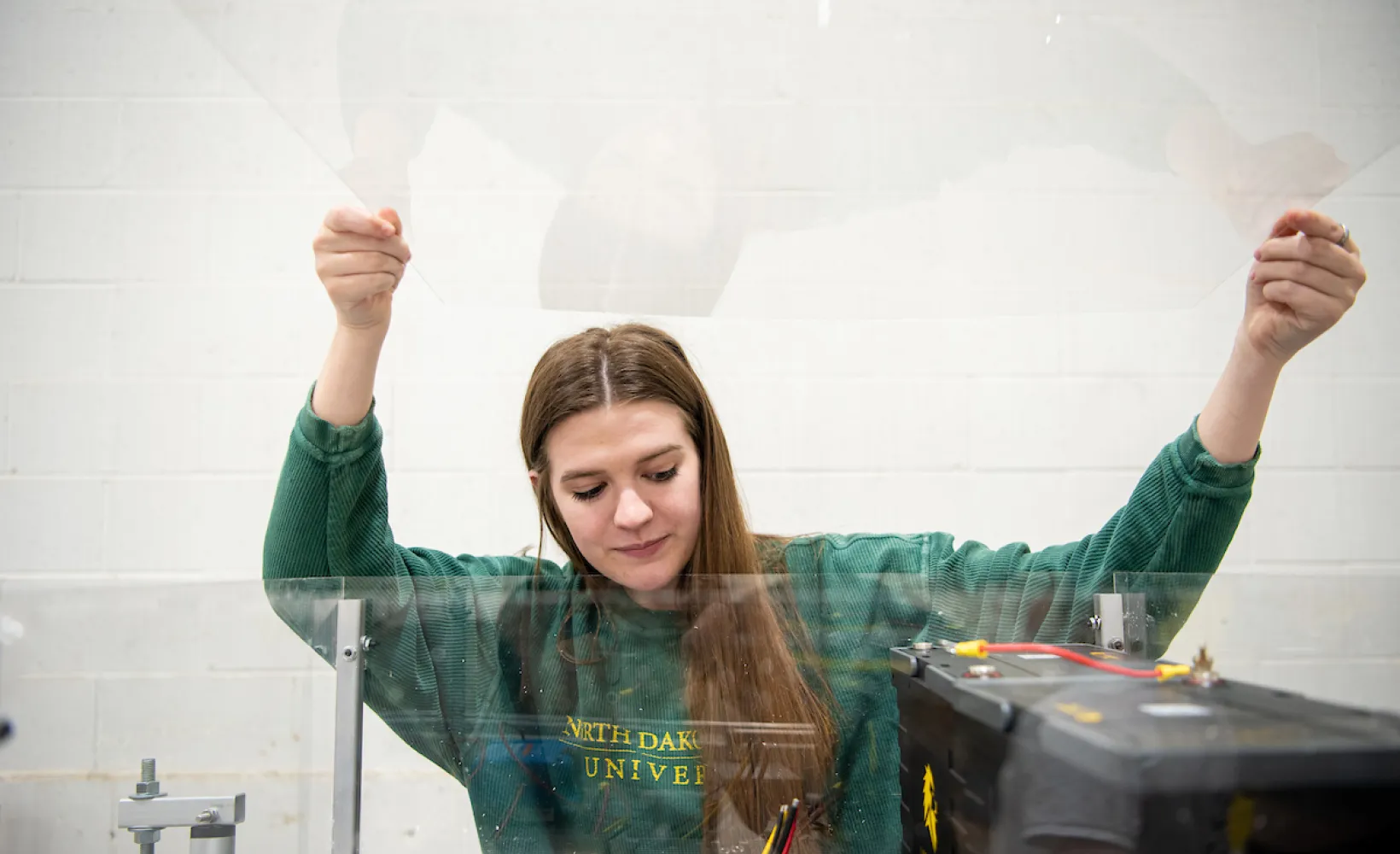 Engineering student working in a lab