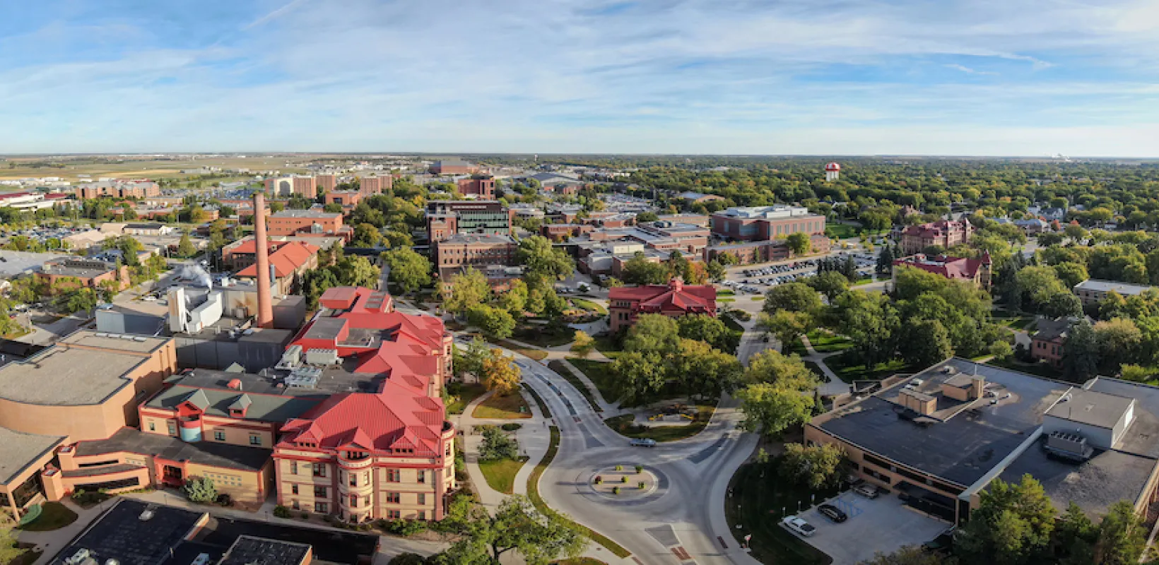 panoramic aerial photo of campus