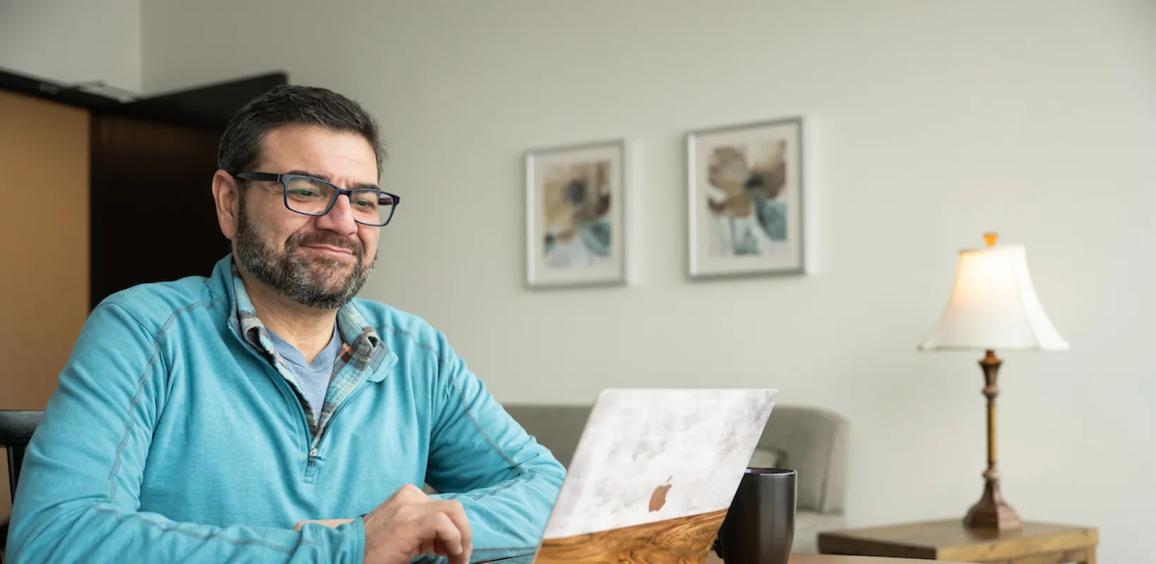 student attending an online class