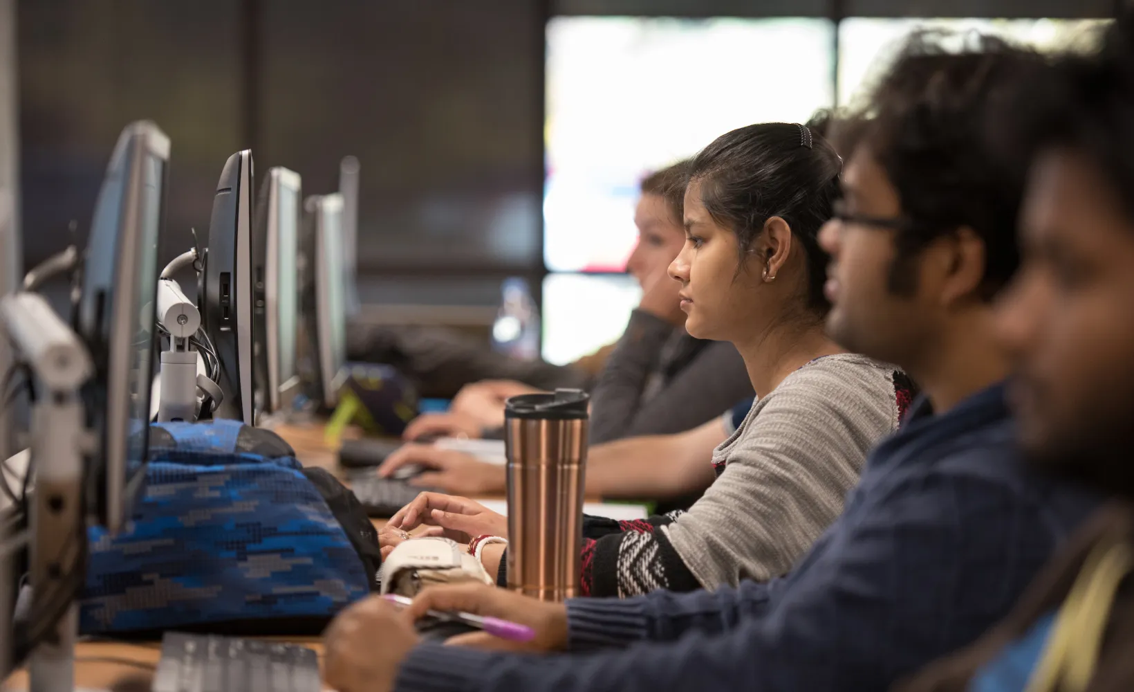 students working in a computer lab