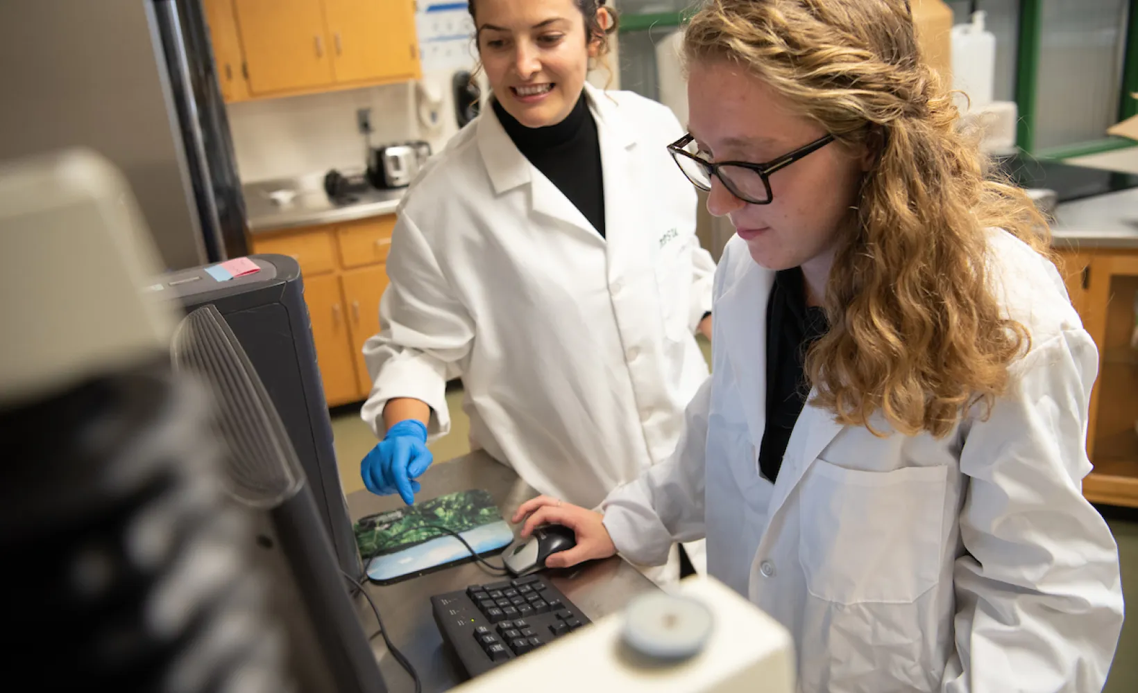 Food Science students performing tests on food in the lab