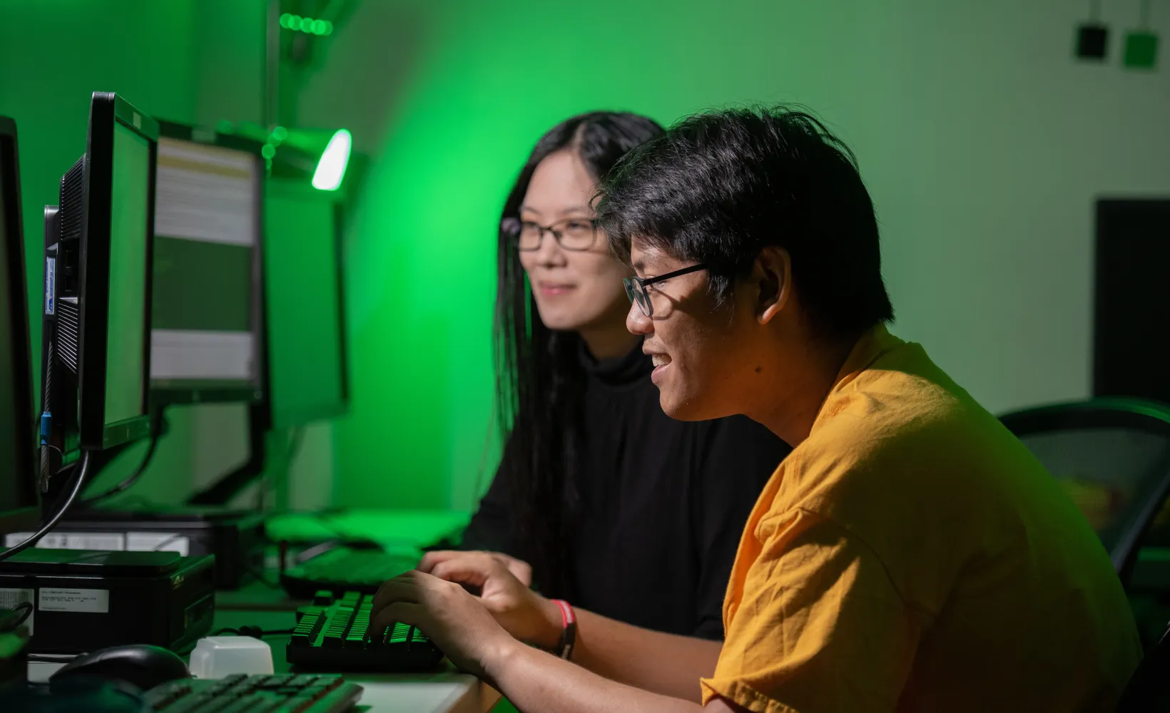 two students working on a computer project