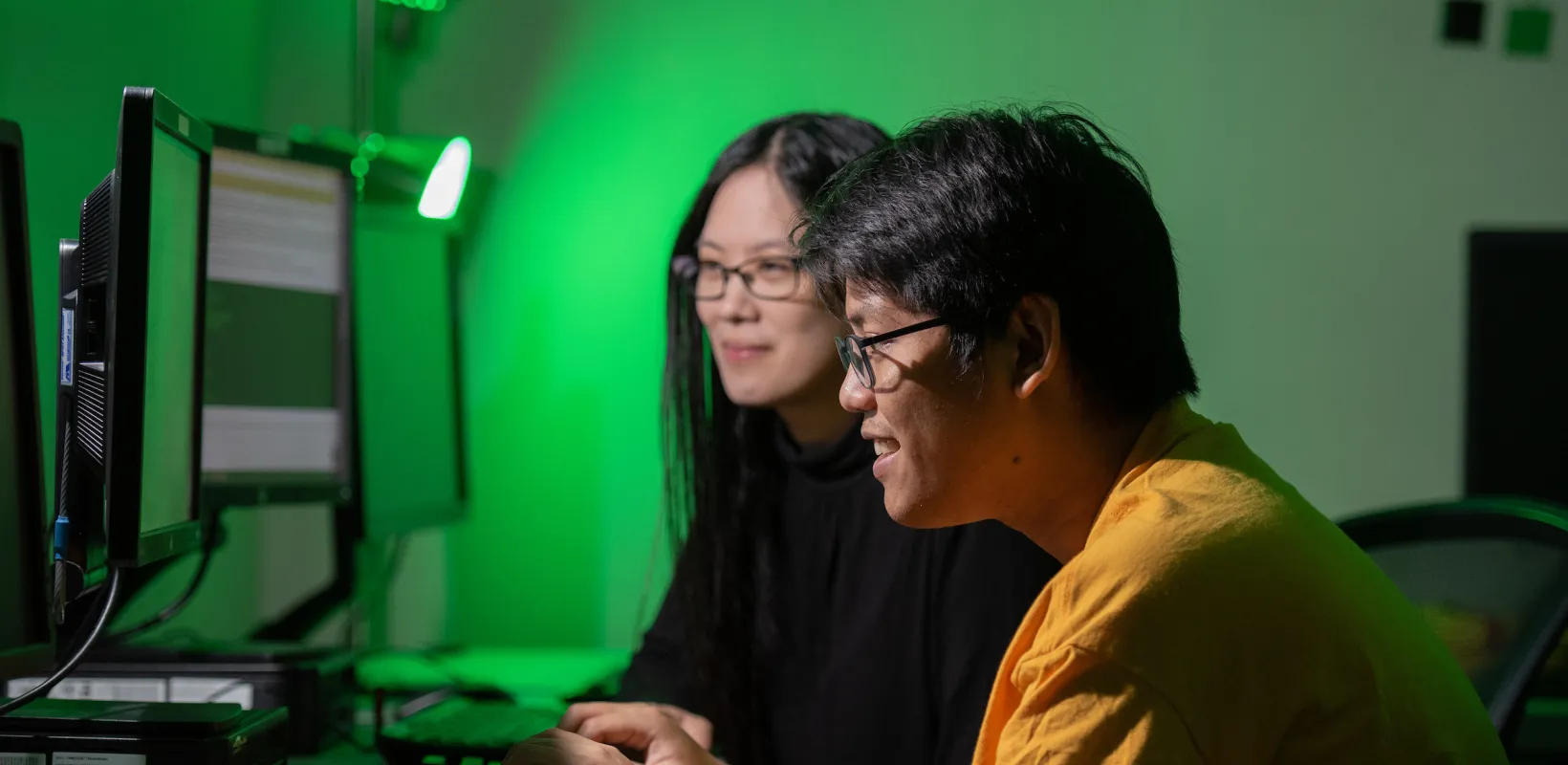 two students working on a computer project