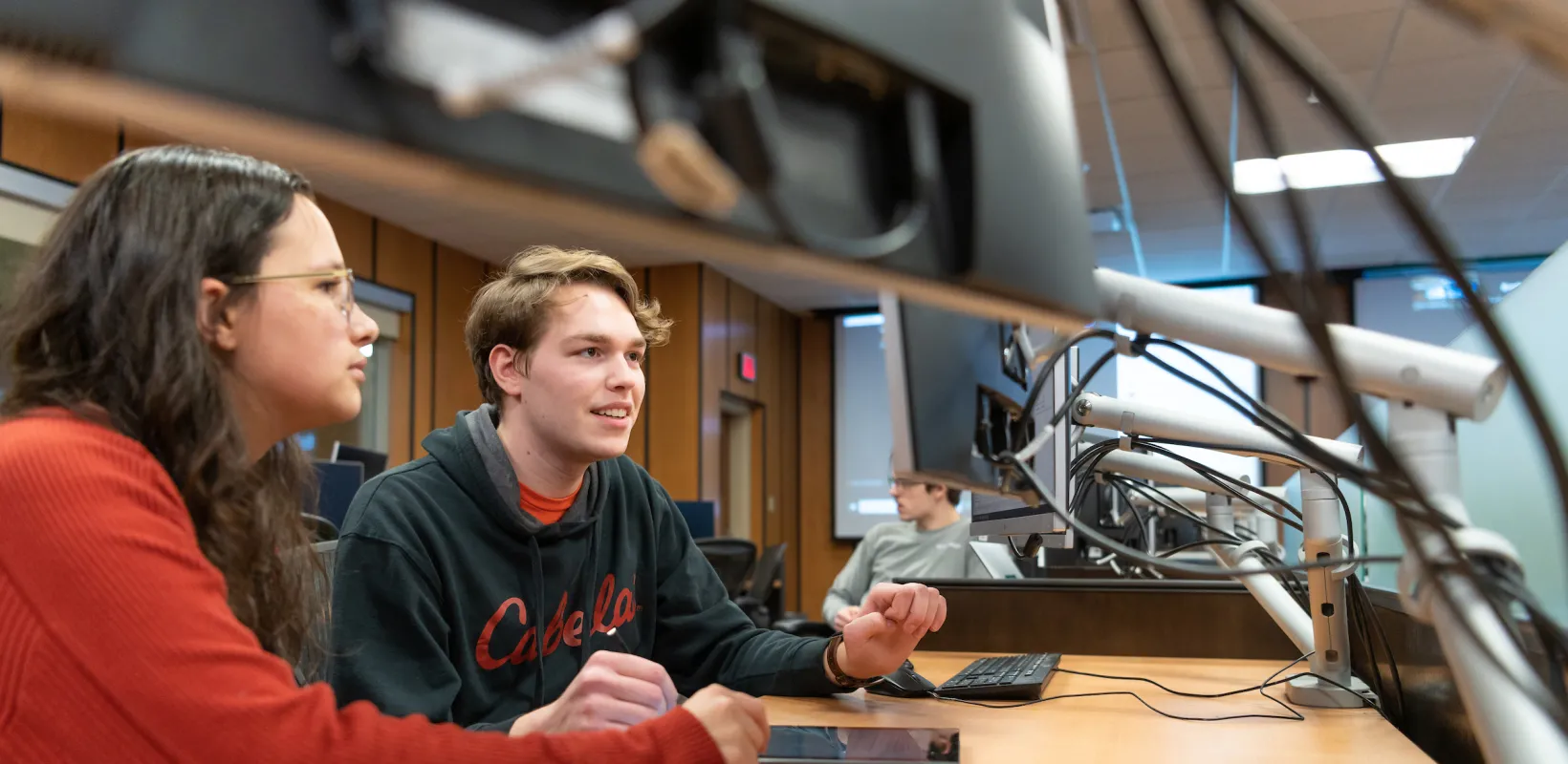 students working on a project in a computer lab