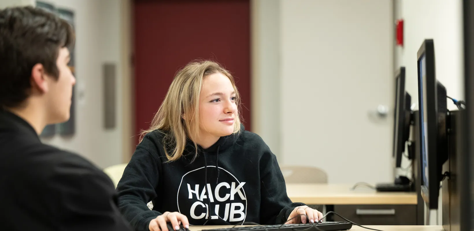students working on a project in a computer lab