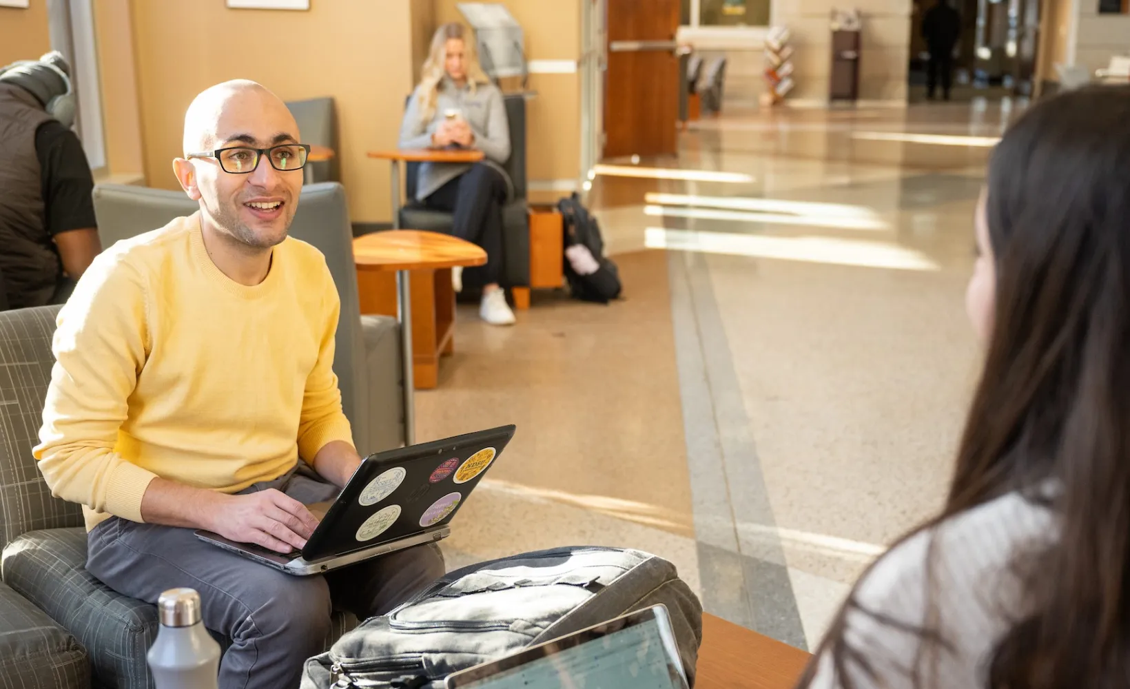 Grad Student sitting in Barry