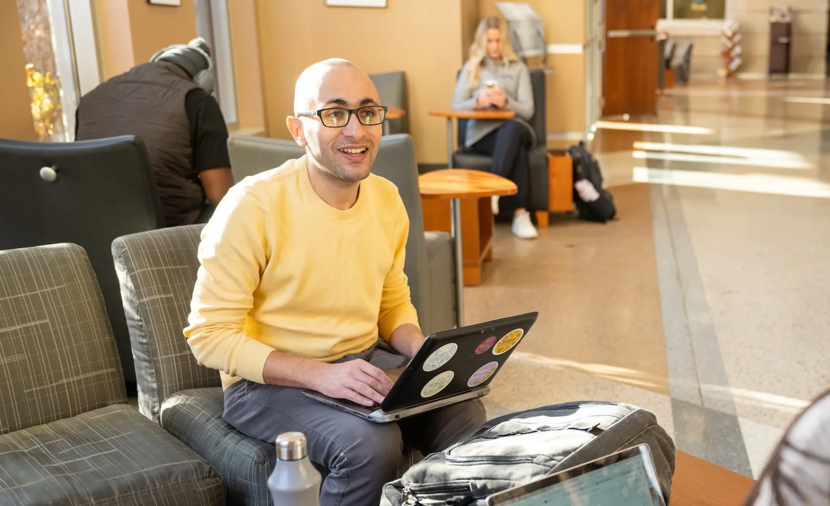 Grad Student sitting in Barry
