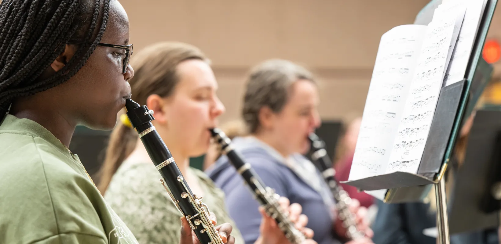 Students playing clarinet