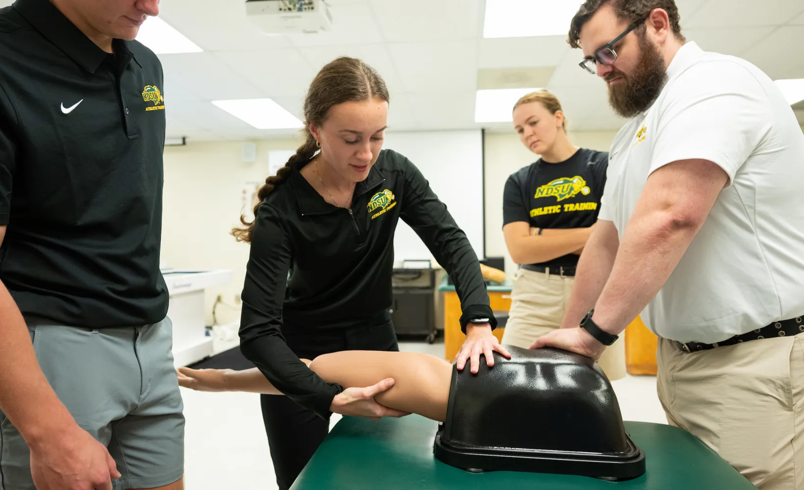 Athletic Training students get hands-on experience working on a special mannequin 