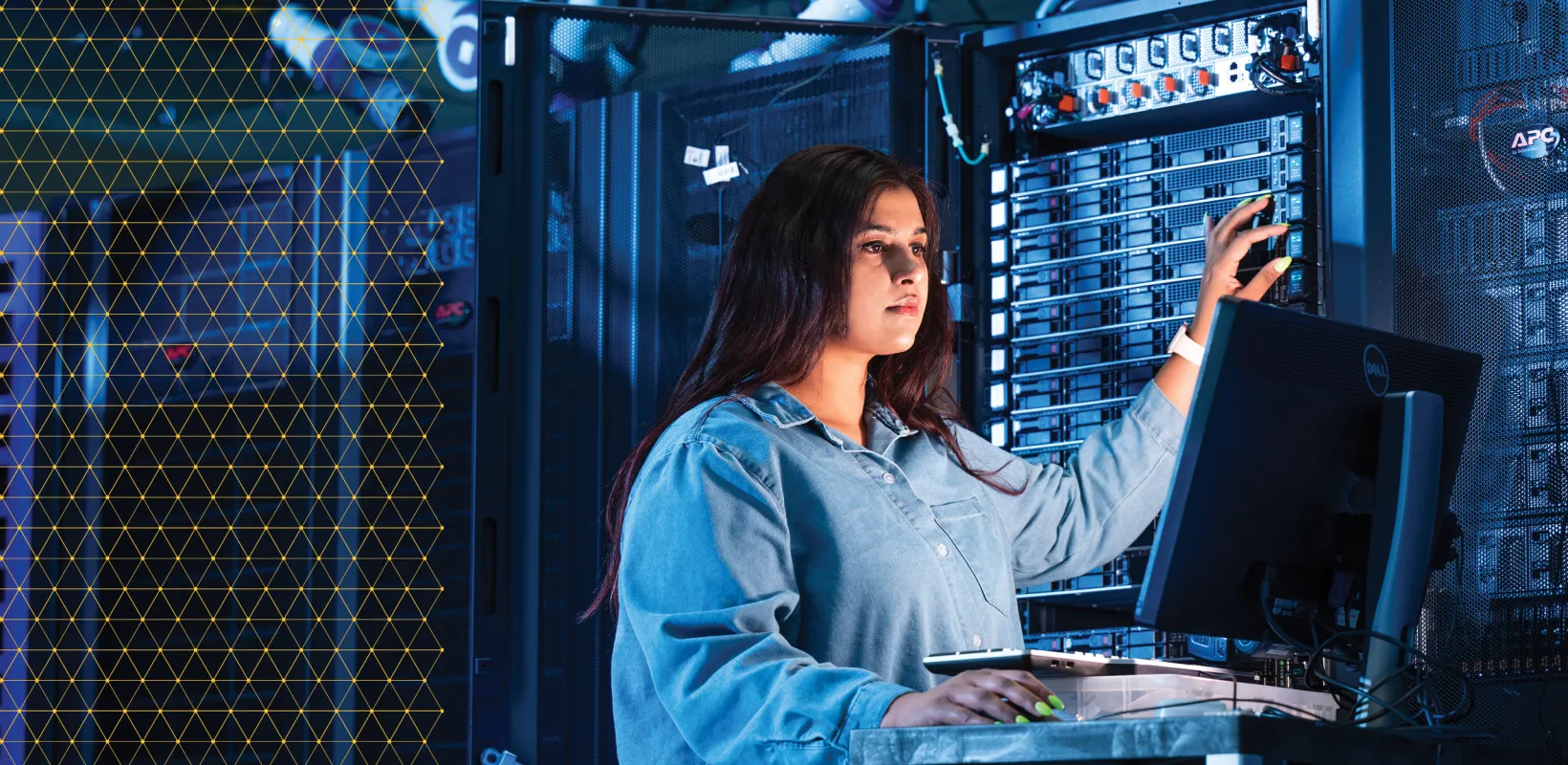 Computer Science student working on supercomputer