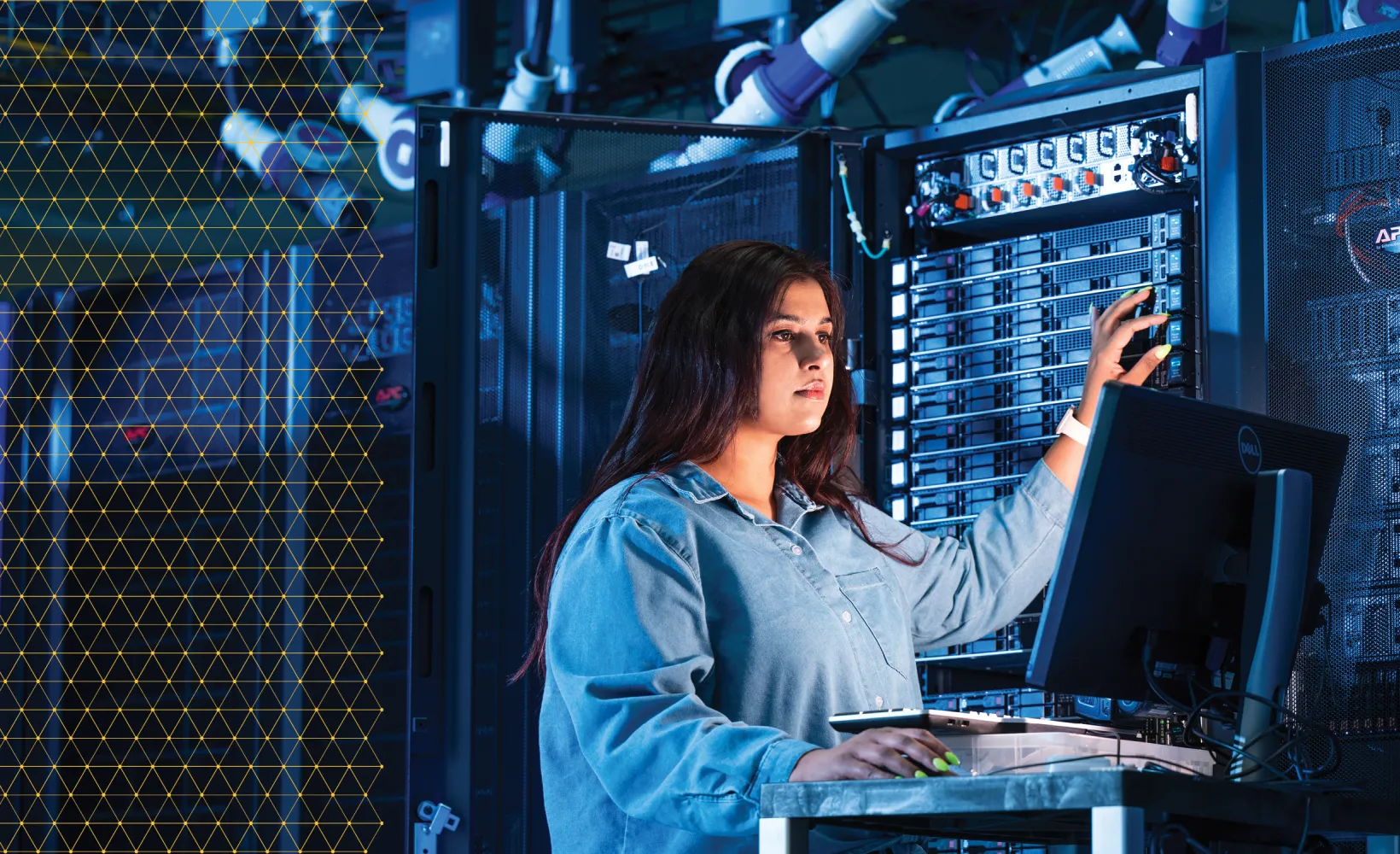 Computer Science student working on supercomputer