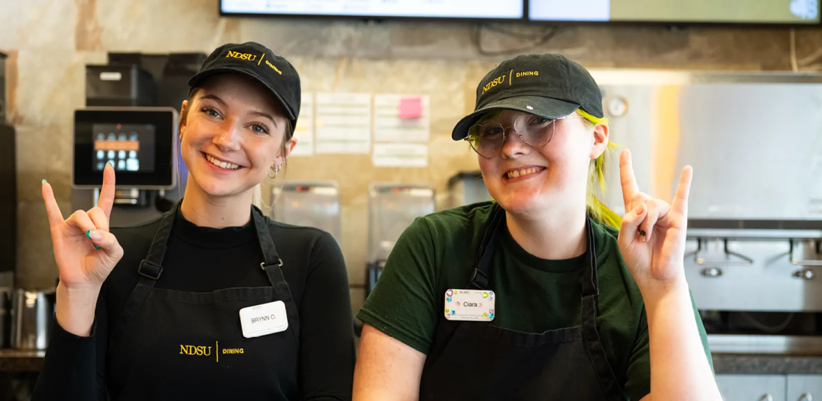 Student employees at the Bison Beanery