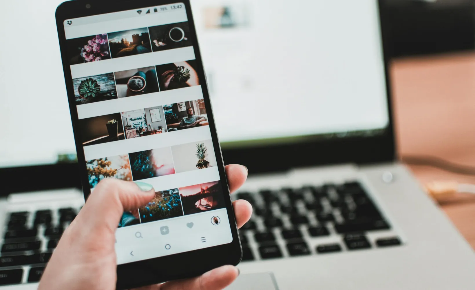 close up view of rows of photos on a mobile device
