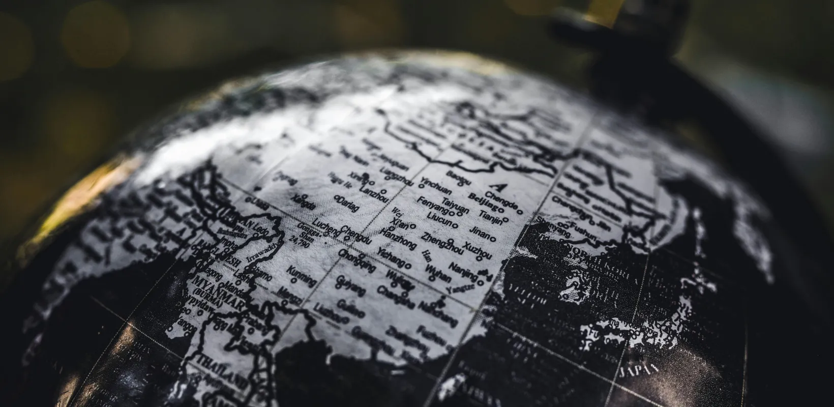 globe focused on southeastern Asia