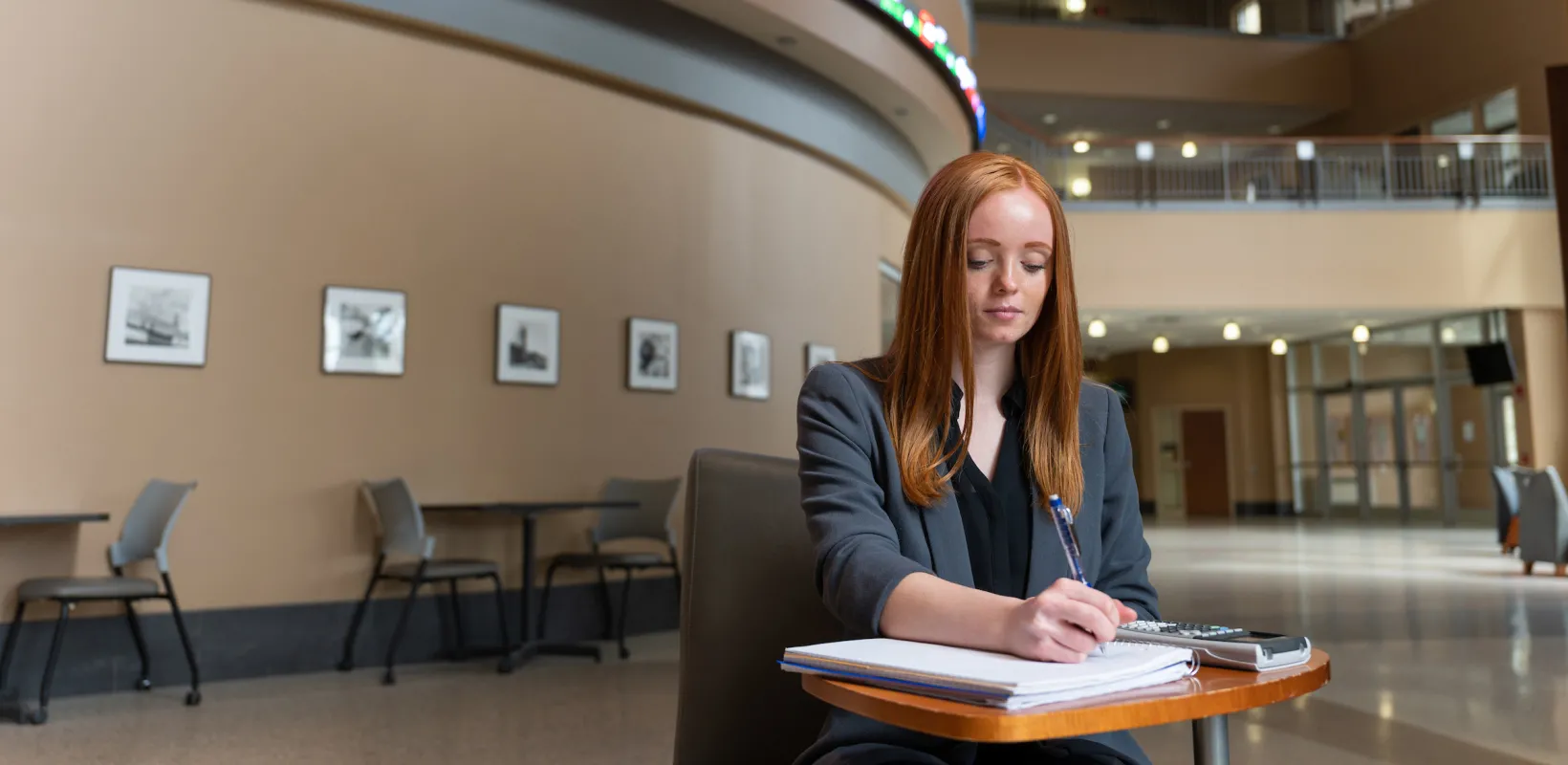 student studying in Barry Hall