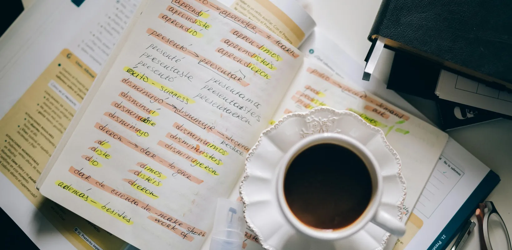 closeup of notes in Spanish