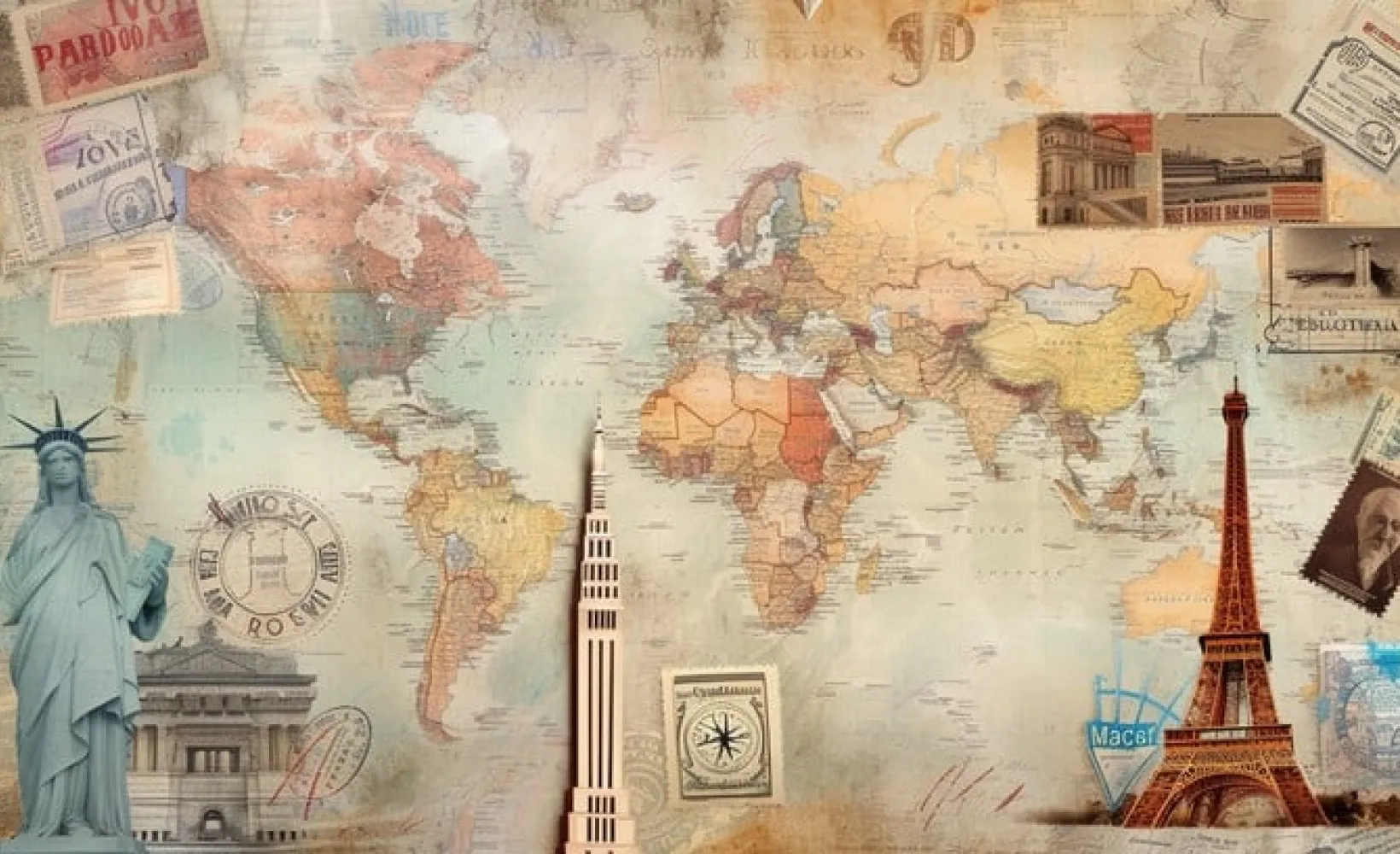 Vintage map with landmarks