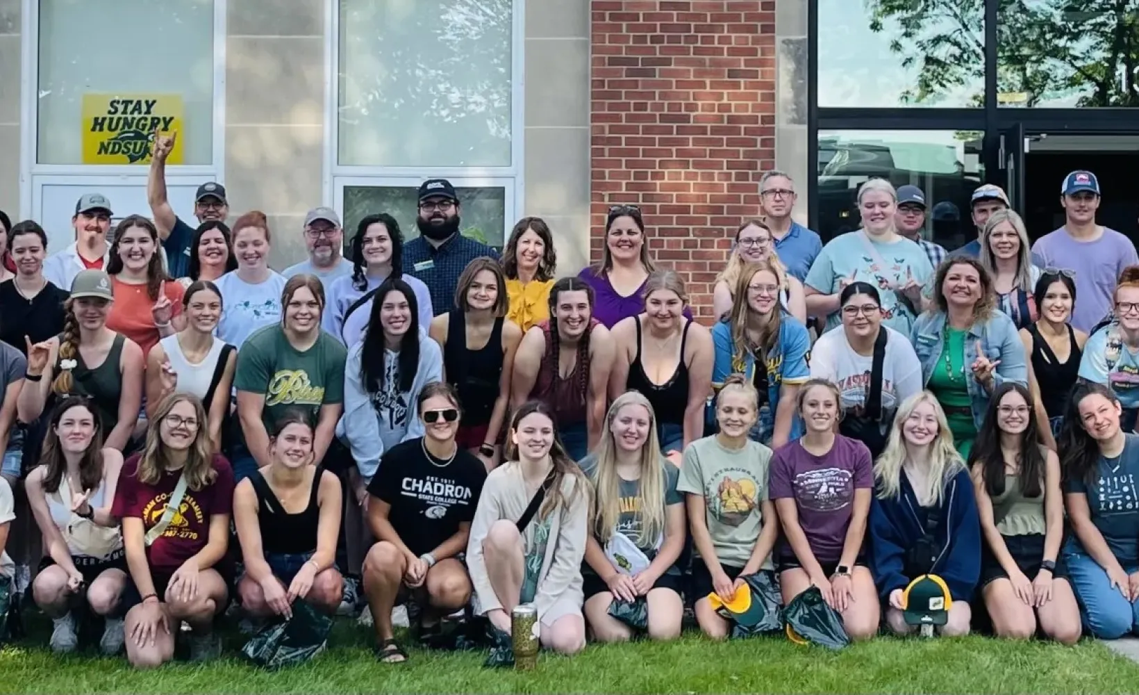 ANSC students, faculty and staff in front of NDSU Shepperd Arena