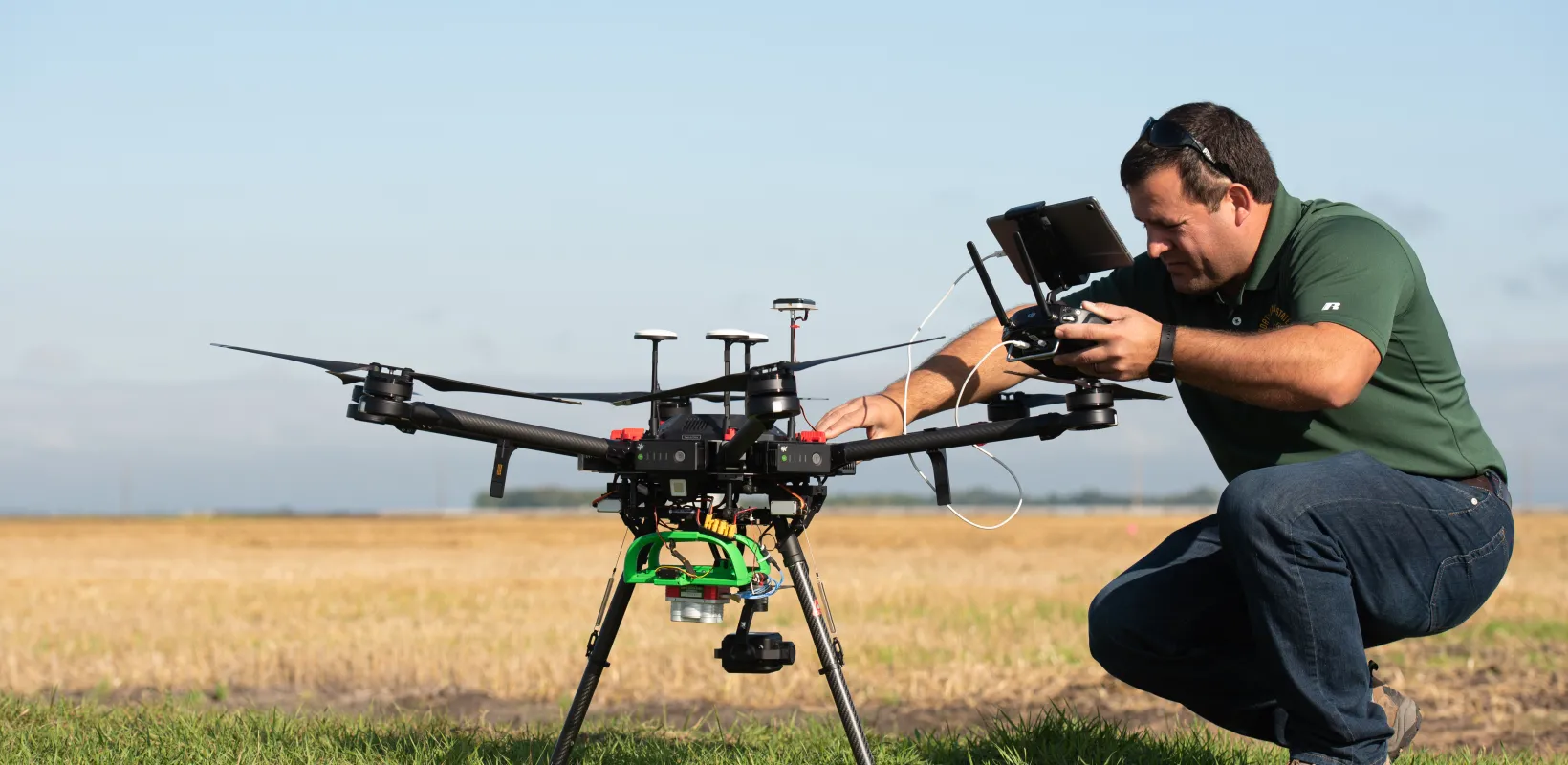 faculty member works on drone