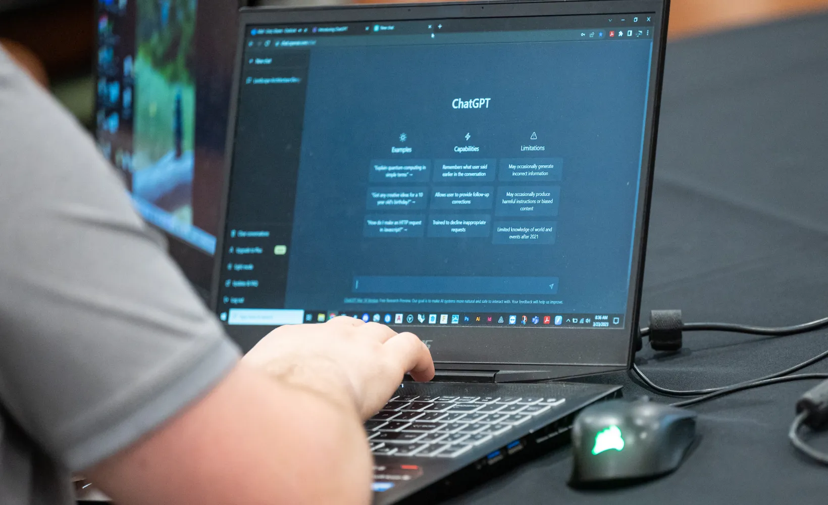 laptop screen showing the student is using an AI tool