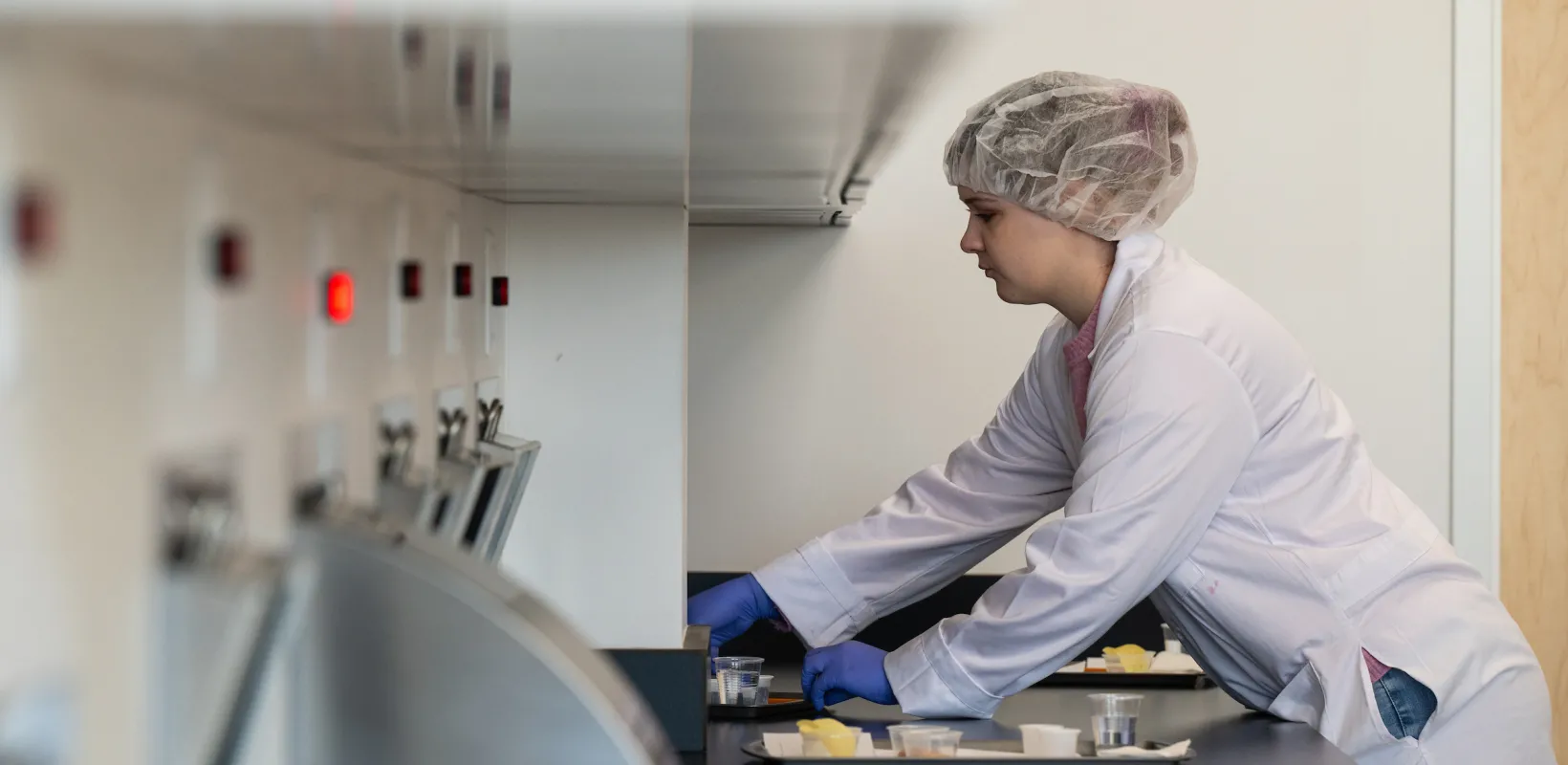student working in a food lab 