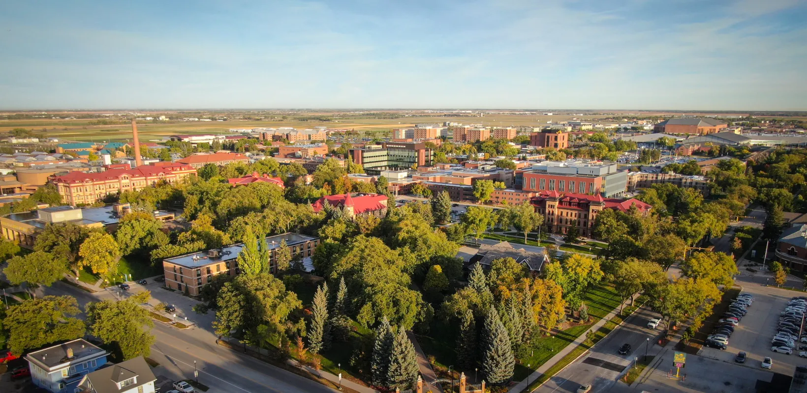 Drone view of the NDSU campus.