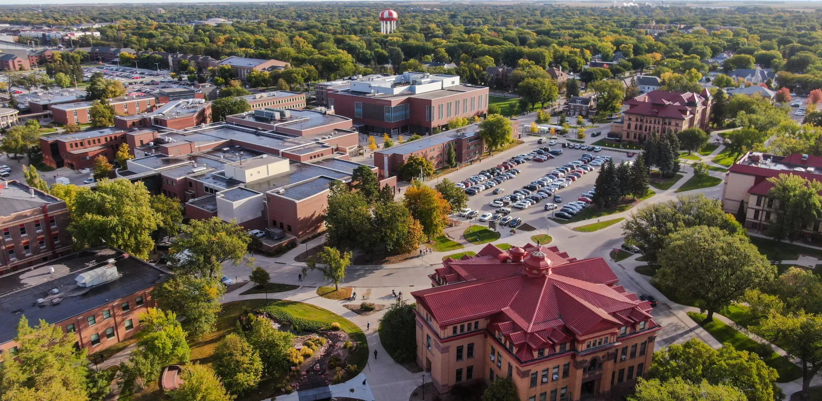 Drone view of the NDSU campus.