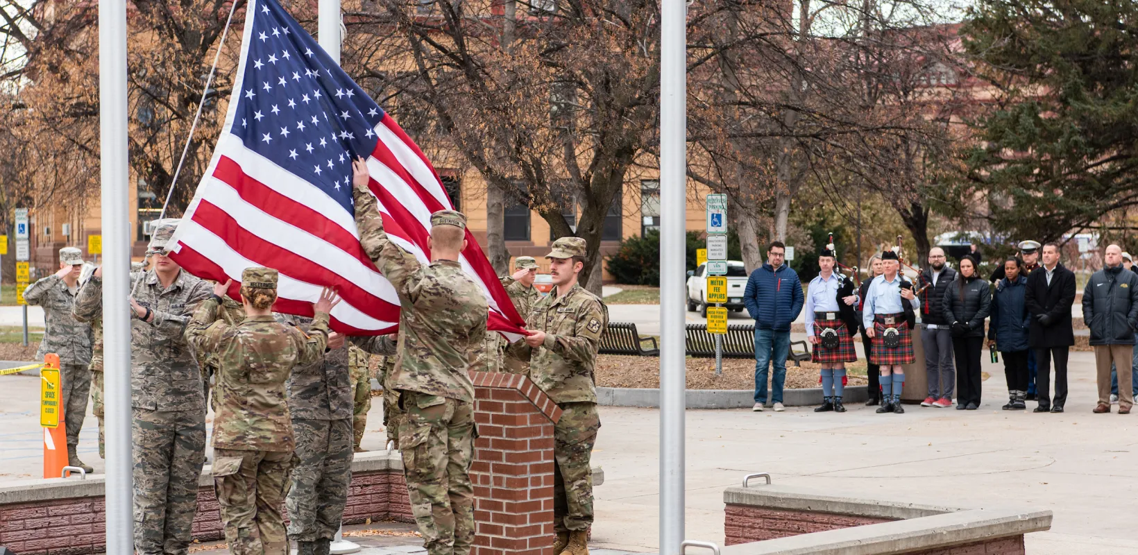 Veterans Day Ceremony in front of the Memorial Union on NDSU campus