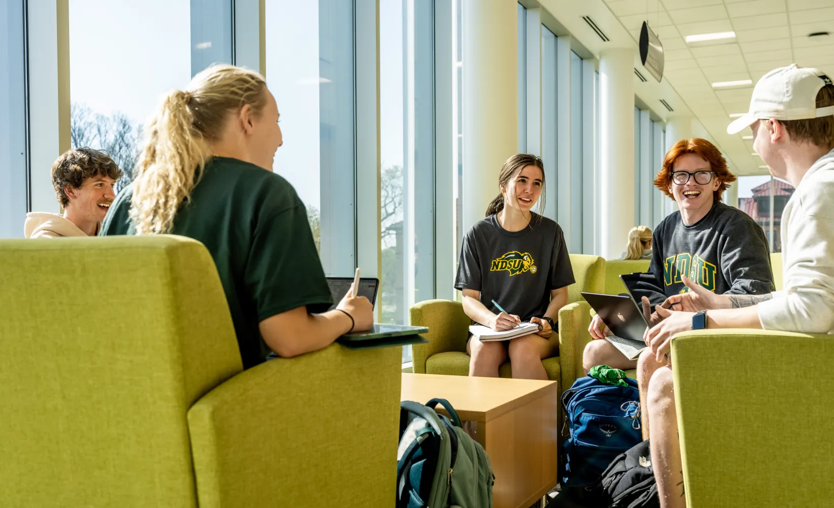 Students studying in lounge