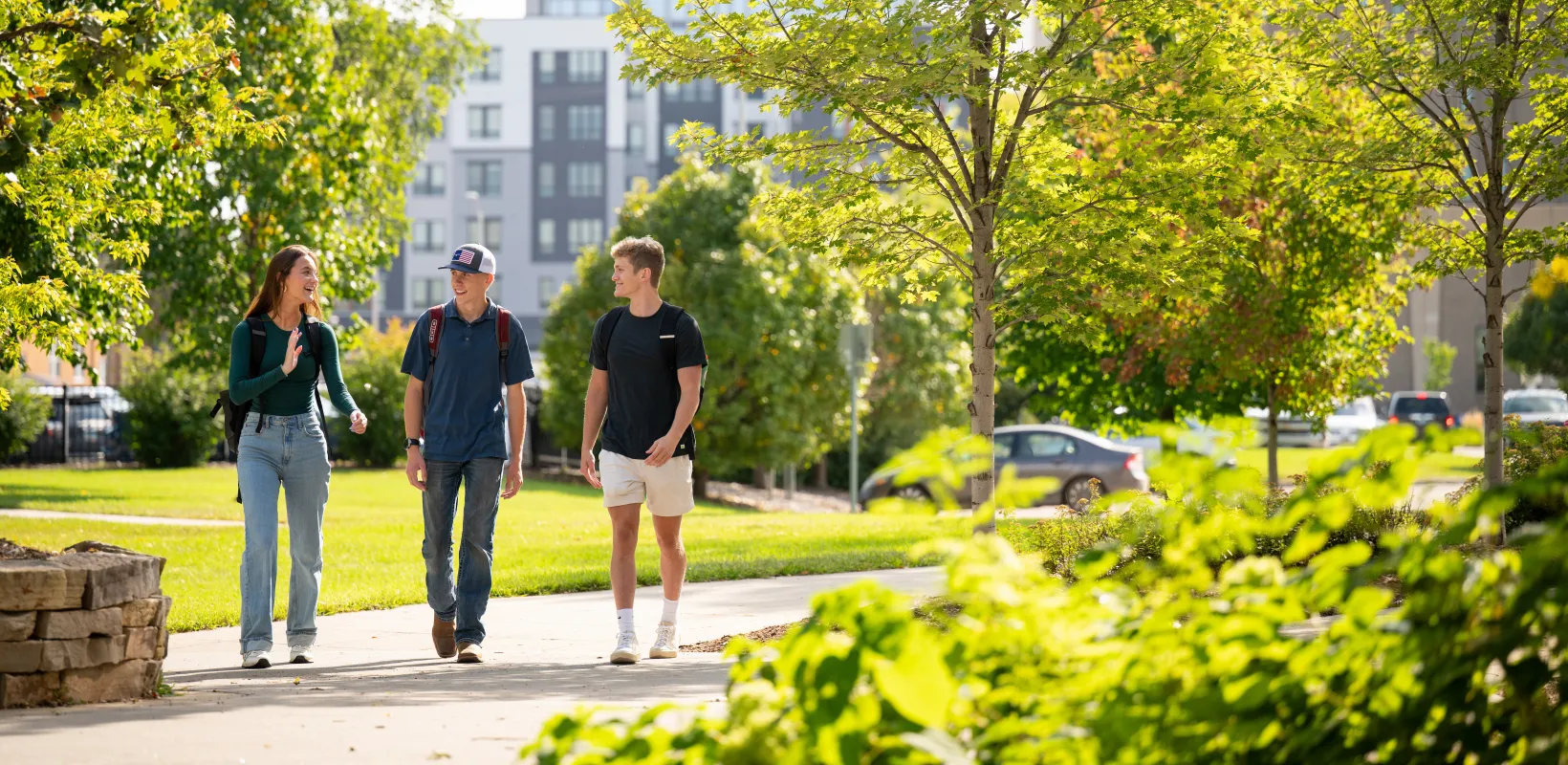 Students walking outside of Barry hall.